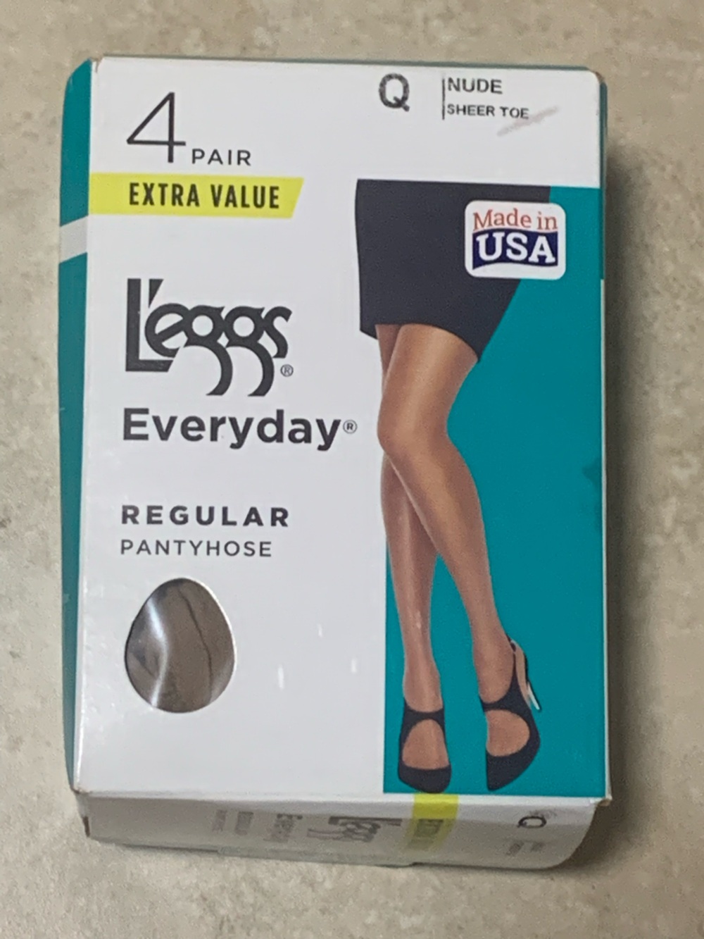 L'eggs Everyday Queen Size Regular Pantyhose in Nude - Sheer Toe 4 pairs Nylons